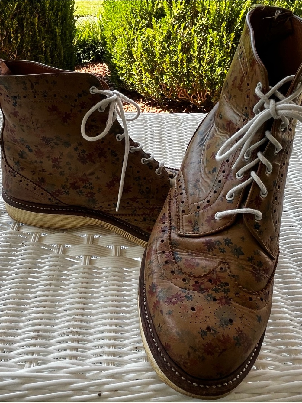 Dr. Martens Floral Brown Leather Lace-Up Ankle Boots